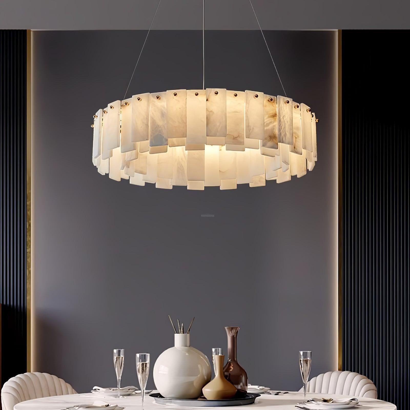 Halos Alabaster Round/Square Chandelier
