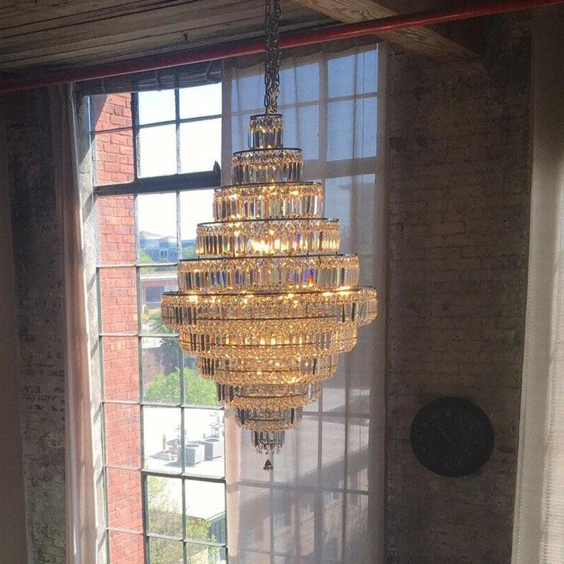 Chrome/ Silver/ GBUd Extra Large Chandelier For Foyer Living Room Staircase Crystal Ceiling Lighting Fixture