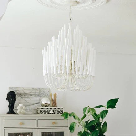 5/6-Light Modern Branch Modeling Chandelier in White or Black for Stylish Interiors-Chandeliers-Blushlighting