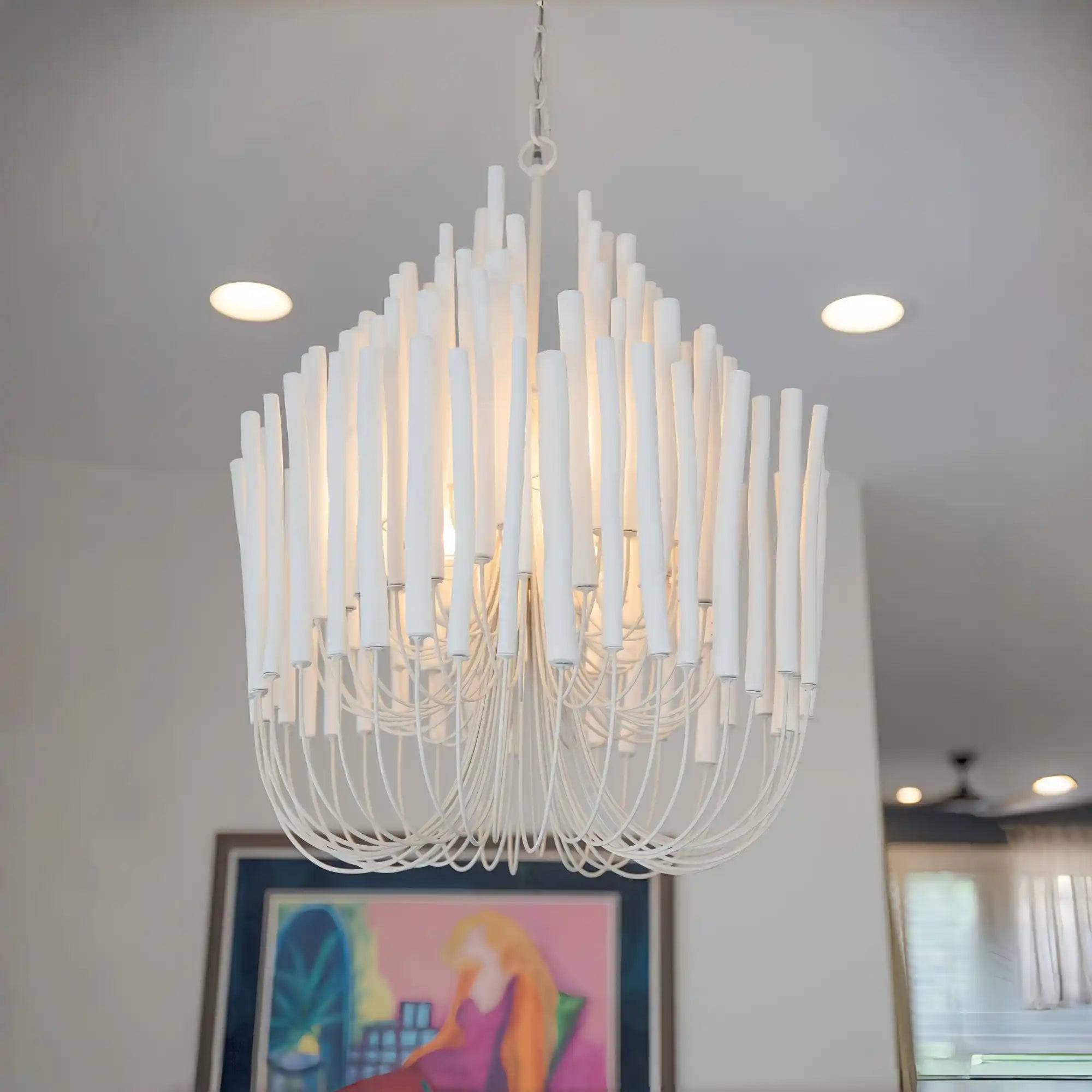 5/6-Light Modern Branch Modeling Chandelier in White or Black for Stylish Interiors-Chandeliers-Blushlighting