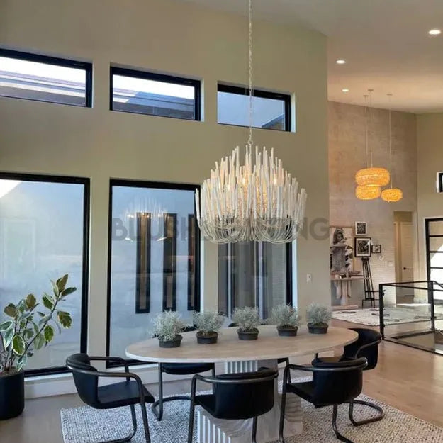 5/6 - Light Modern Branch Modeling Chandelier in White or Black for Stylish Interiors - 5 Lights / D21"*H29"WhiteWarm LightBlushlighting