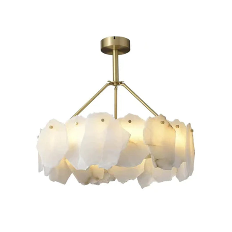 Carlos Alabaster Modern Snowflake Round Chandelier chandelier Kevin Studio Inc D17.8"
