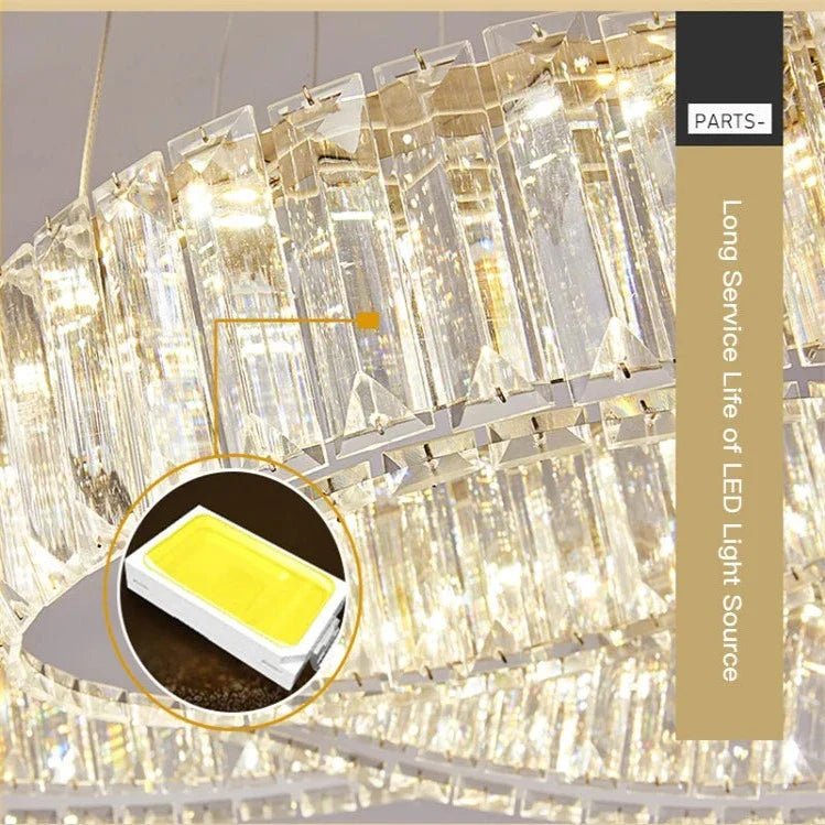 6 Tier Crystal Ring Chandelier for High Ceiling - ChromeWarm white 3000KBlushlighting