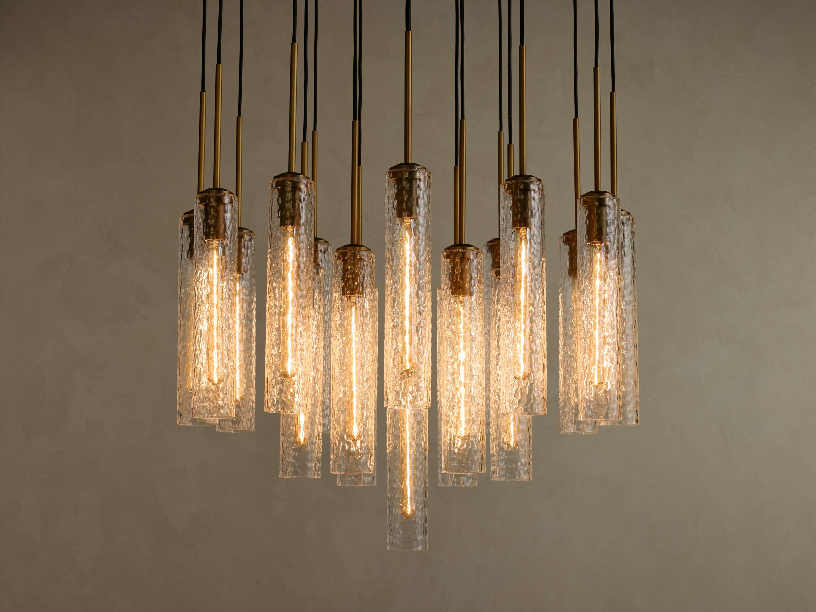 Colleena 36" Round Chandelier with Hammered Glass in Brass (1 of 4)