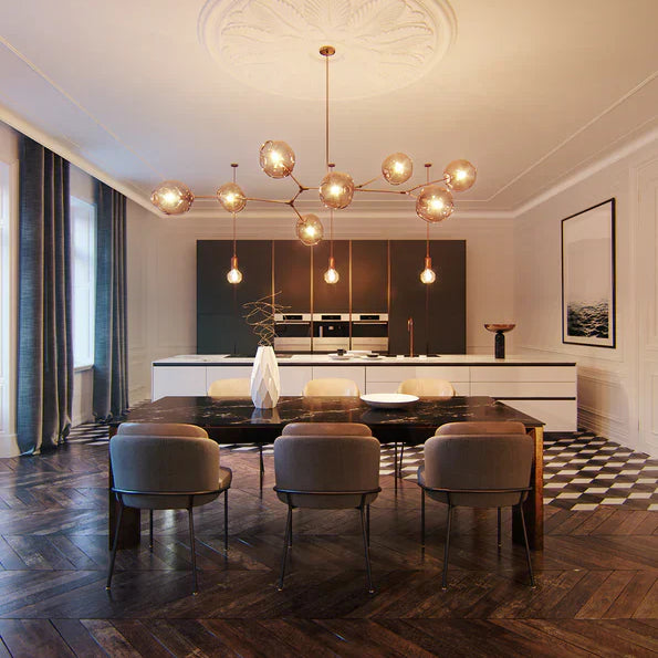 Modern Sputnik Smoky Gray/Amber Glass Branch Chandelier for Kitchen Island/Dining Room-Chandeliers-Blushlighting