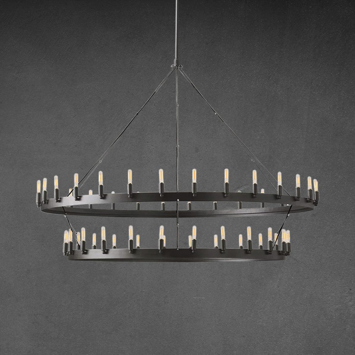 Camina Vintage Filament 2-Tier Round Chandelier 63''