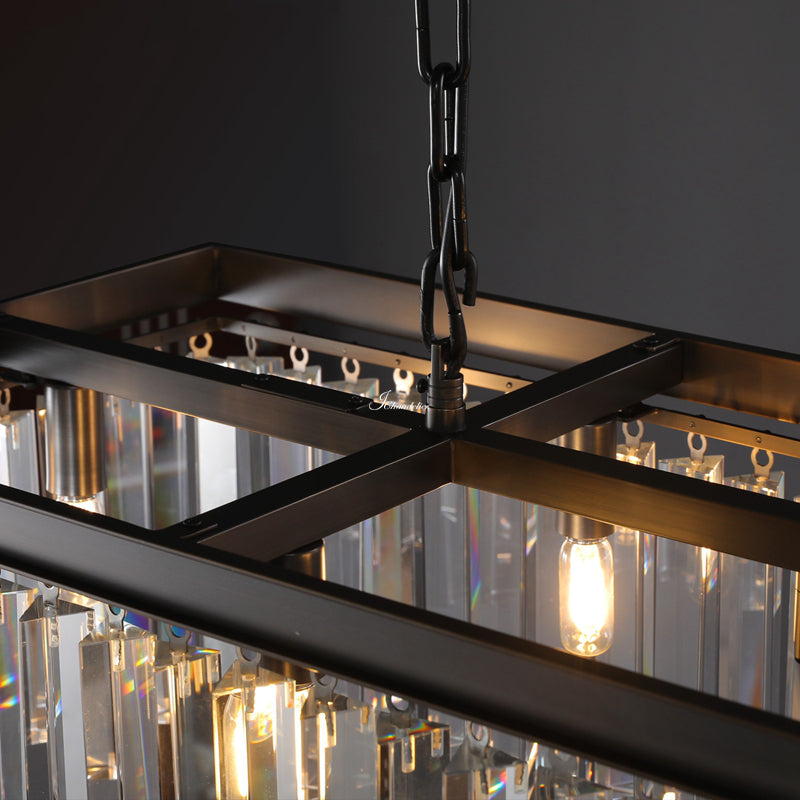 1920s Odaon Art Deco Rectangular Chandelier 40"