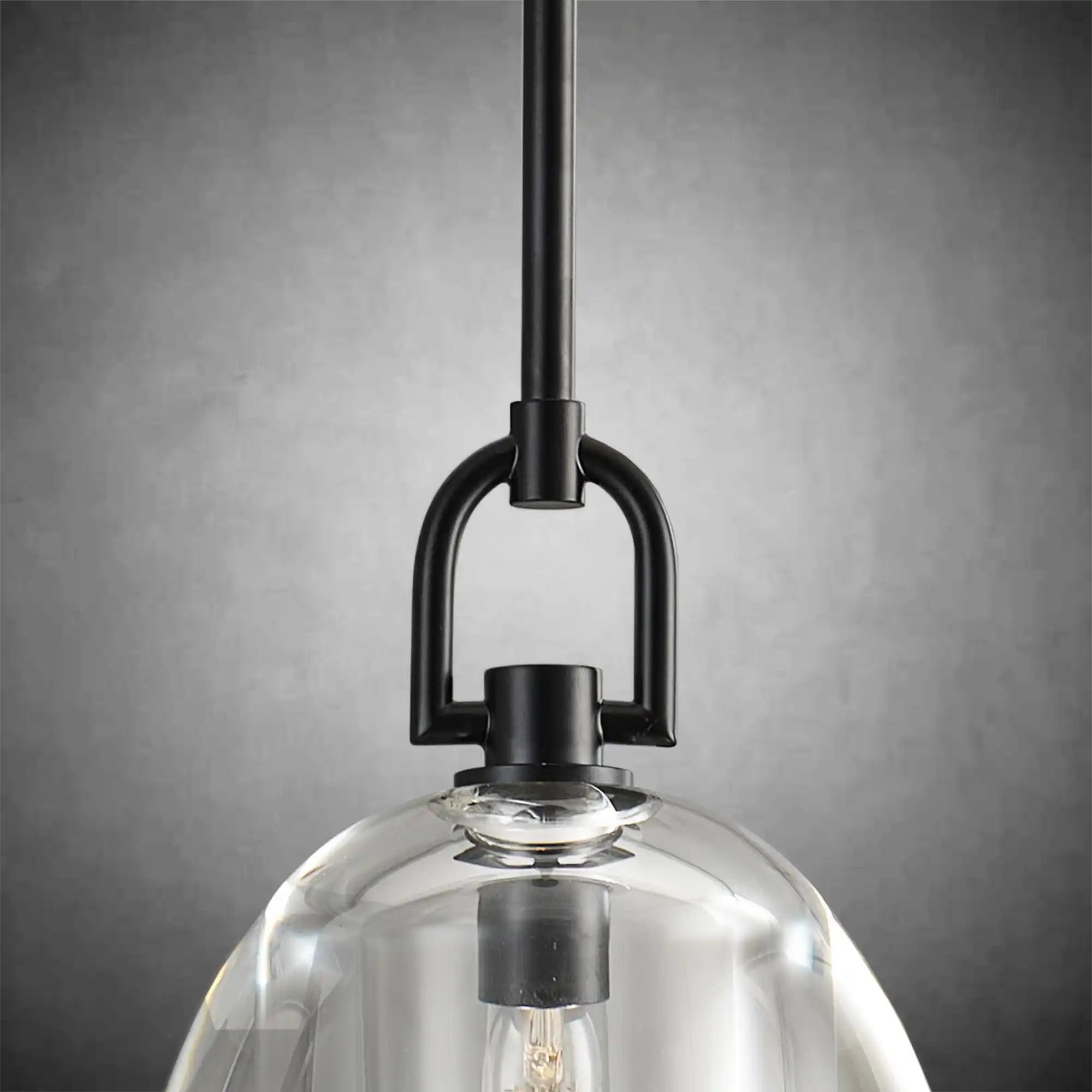 7" Black Glass Modern Pendant Light with Adjustable Height - Black - 7in - RodsBlushlighting