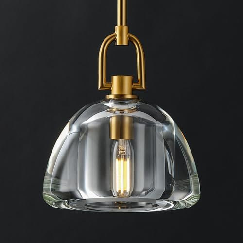 7 - inch Glass Brass Pendant Light with Adjustable Height – 2 Pack - Brass - D7in - 2PCSBlushlighting