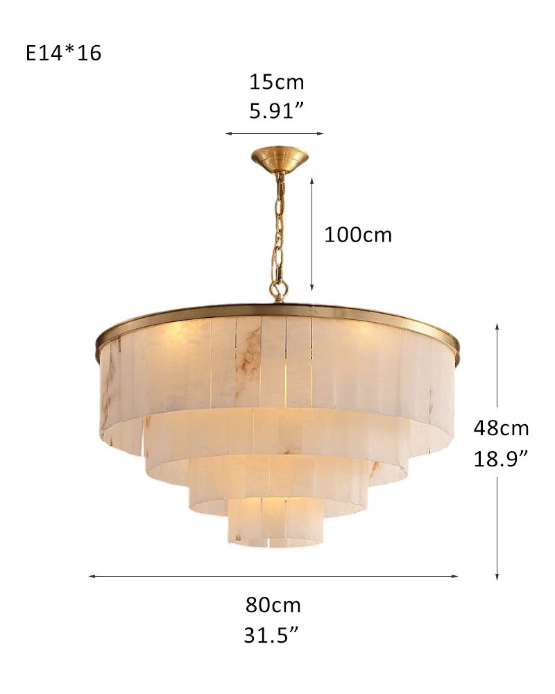 7-Layer Round Alabaster Chandelier lamp black for living room, bedroom, dining room-American Vintage chandelier lamp-Blushlighting-Blushlighting