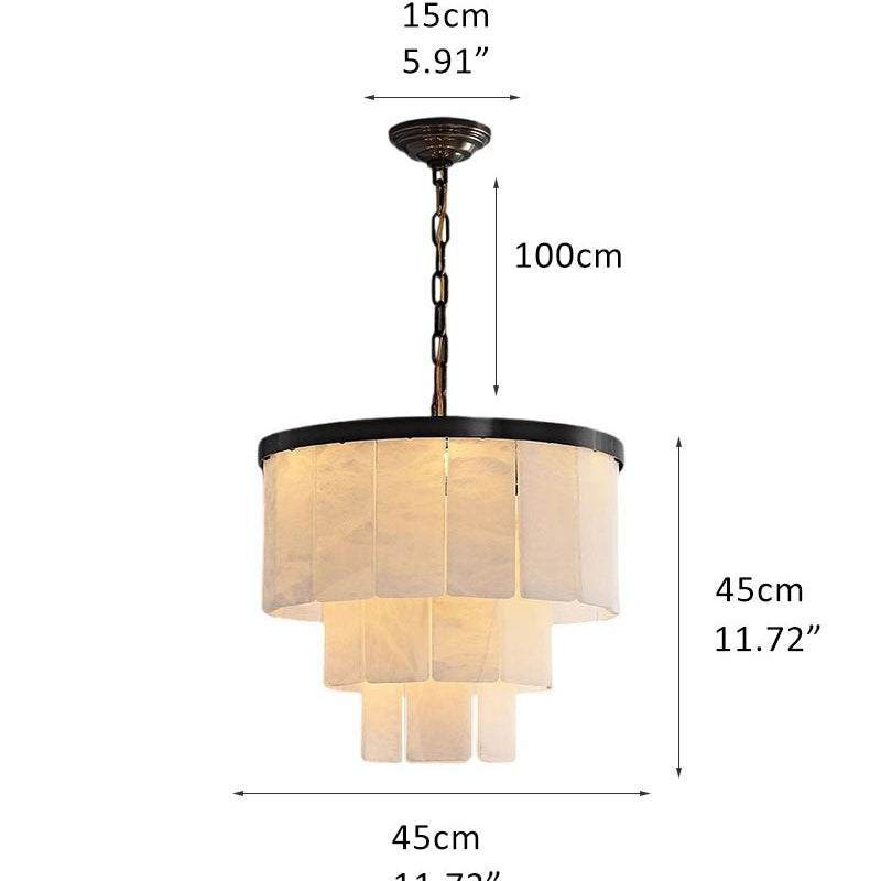 7-Layer Round Alabaster Chandelier lamp black for living room, bedroom, dining room-American Vintage chandelier lamp-Blushlighting-3R-D45*H45CM/D17.72*H17.72"-White + Black-Blushlighting