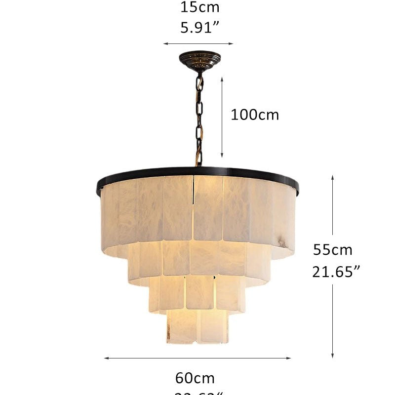 7-Layer Round Alabaster Chandelier lamp black for living room, bedroom, dining room-American Vintage chandelier lamp-Blushlighting-4R-D60*H55CM/D23.62*H21.65"-White + Black-Blushlighting