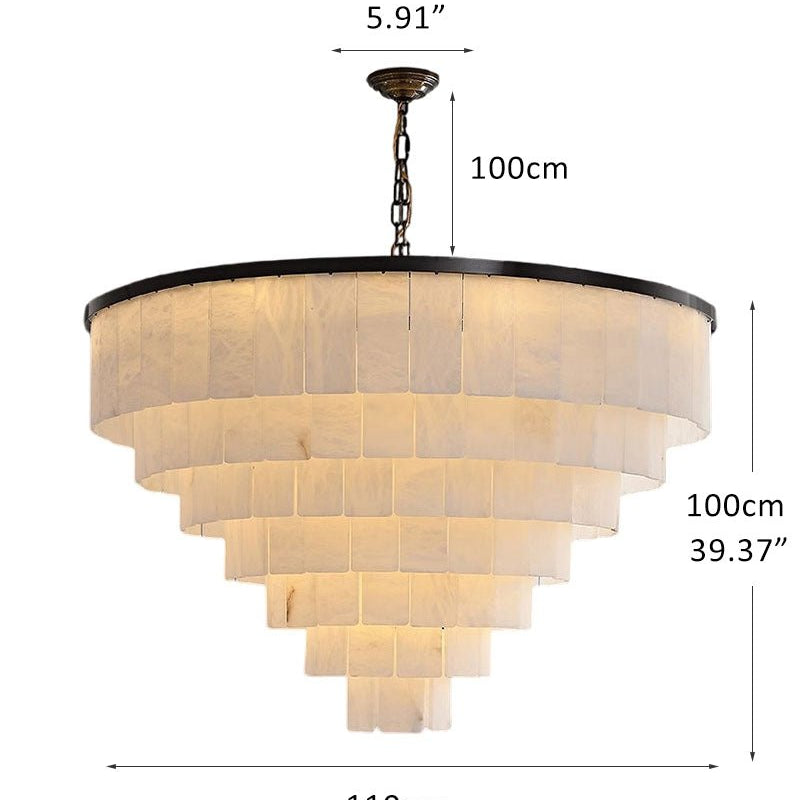 7-Layer Round Alabaster Chandelier lamp black for living room, bedroom, dining room-American Vintage chandelier lamp-Blushlighting-7R-D110*H100CM/D43.31*H39.37"-White + Black-Blushlighting