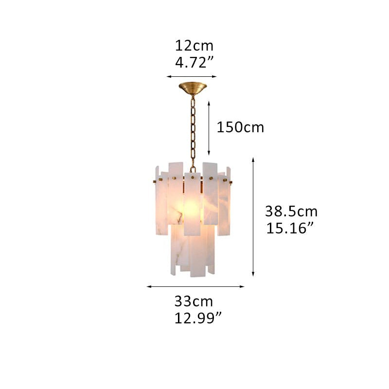 7-light 2-tier Alabaster marble Round Chandelier 13" with adjustable chain 150cm-Luxury Modern Chandelier-Blushlighting-1-light-D33*H38.5CM/D12.99“*H15.16"-Brass-Blushlighting
