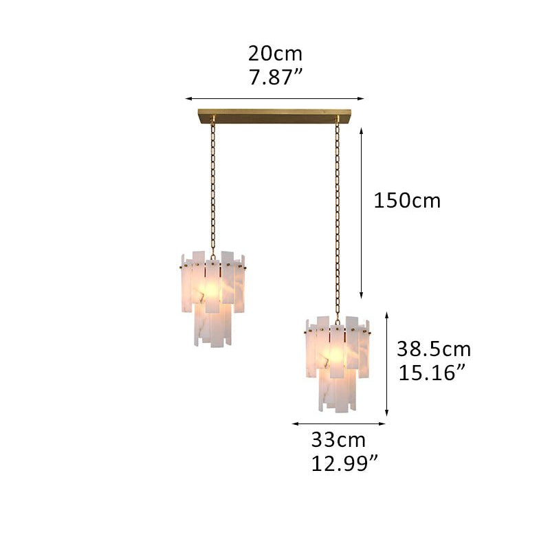 7-light 2-tier Alabaster marble Round Chandelier 13" with adjustable chain 150cm-Luxury Modern Chandelier-Blushlighting-2-light-D33*H38.5CM/D12.99“*H15.16"-B-Brass-Blushlighting