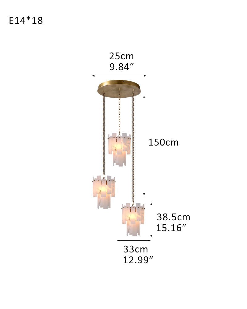 7-light 2-tier Alabaster marble Round Chandelier 13" with adjustable chain 150cm-Luxury Modern Chandelier-Blushlighting-3-light-D33*H38.5CM/D12.99“*H15.16"-A-Brass-Blushlighting