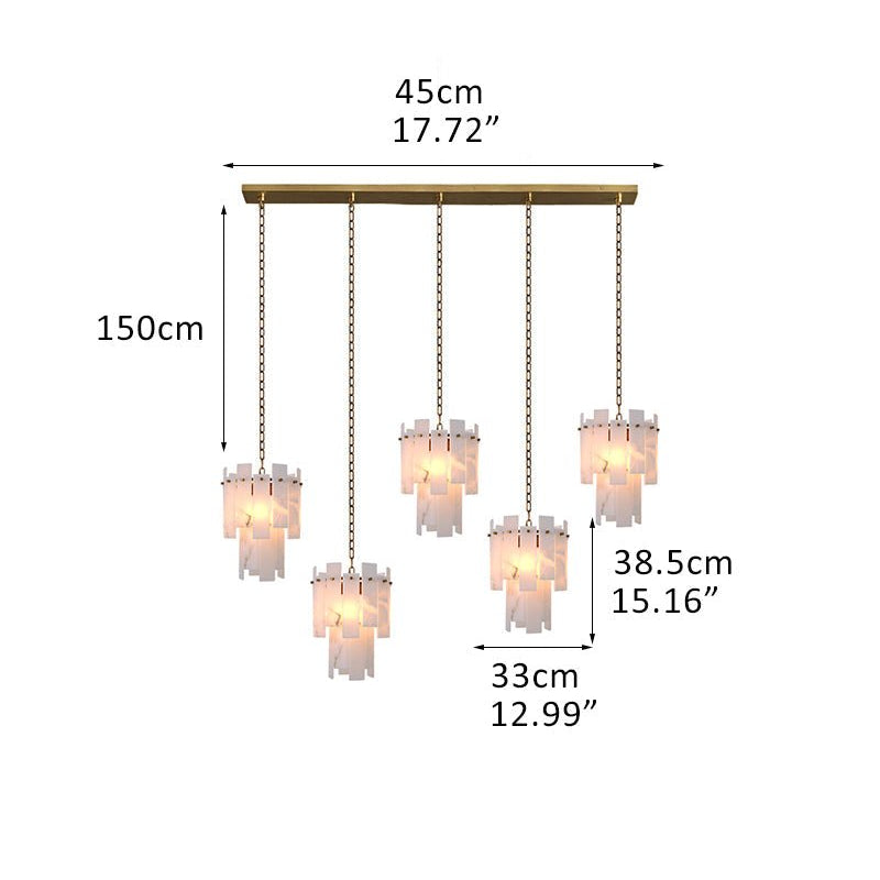 7-light 2-tier Alabaster marble Round Chandelier 13" with adjustable chain 150cm-Luxury Modern Chandelier-Blushlighting-5-light-D33*H38.5CM/D12.99“*H15.16"-B-Brass-Blushlighting