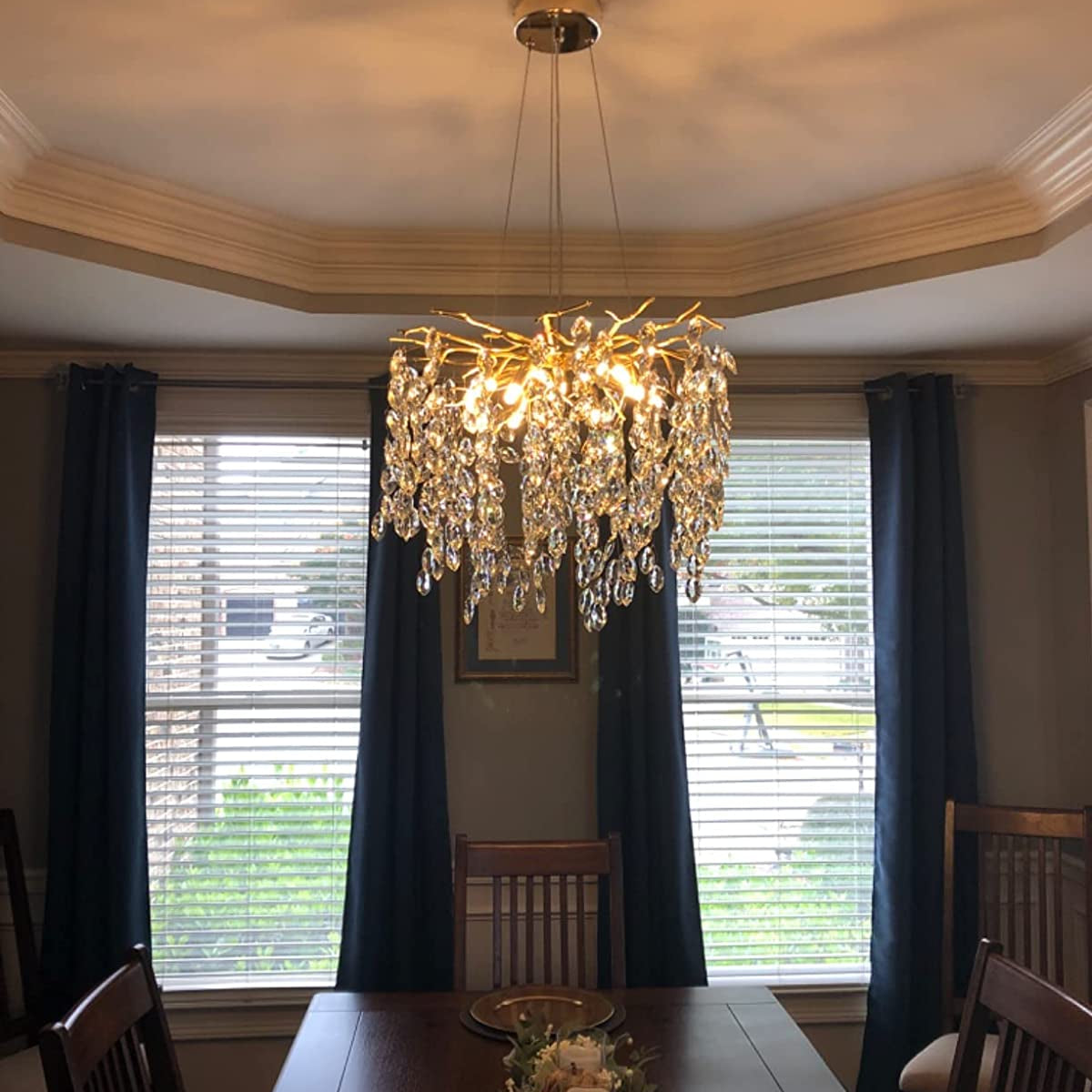 French Branch Crystal Chandelier with Elegant Crystal Leaves-Chandeliers-Blushlighting