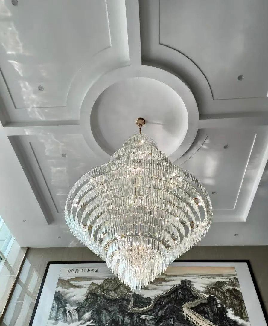 Luxury Multi-tiered Extra Large Crystal Chandelier for Staircase/Foyer/Entryway - Blushlighting