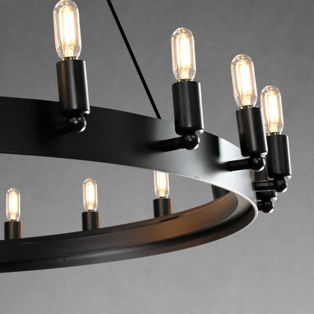 Camina Vintage Filament 2-Tier Round Chandelier 63''