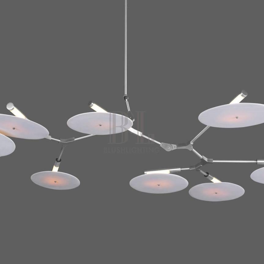 9 - light Branching Disc Flush mount - Brushed Brass / Porcelain - Blushlighting