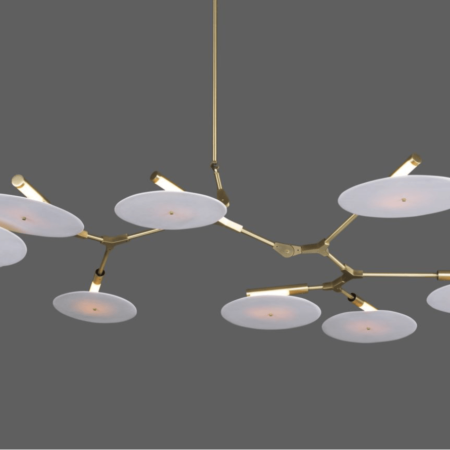 9 - light Branching Disc Flush mount - Brushed Brass / Porcelain - Blushlighting