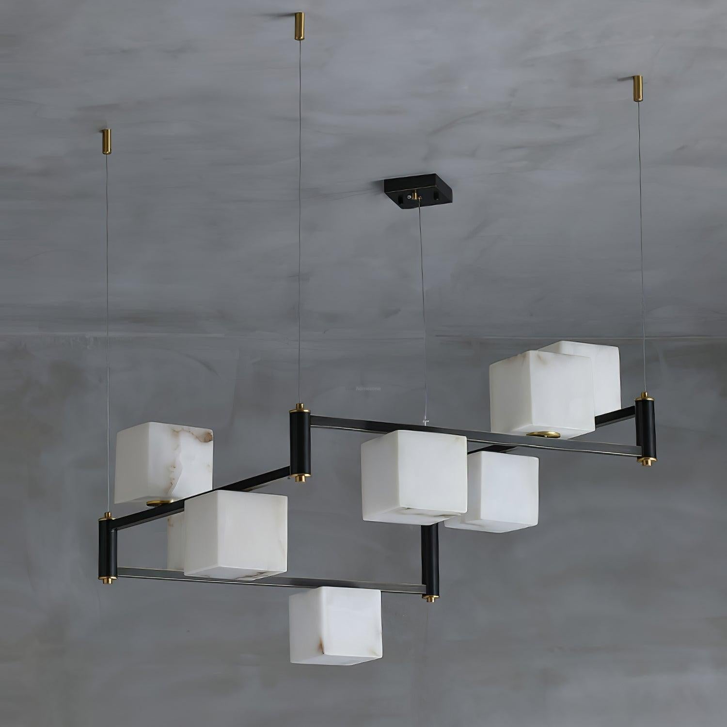 Alabaster Square Box Chandelier with 4/5/6/8/9 heads-Blushlighting