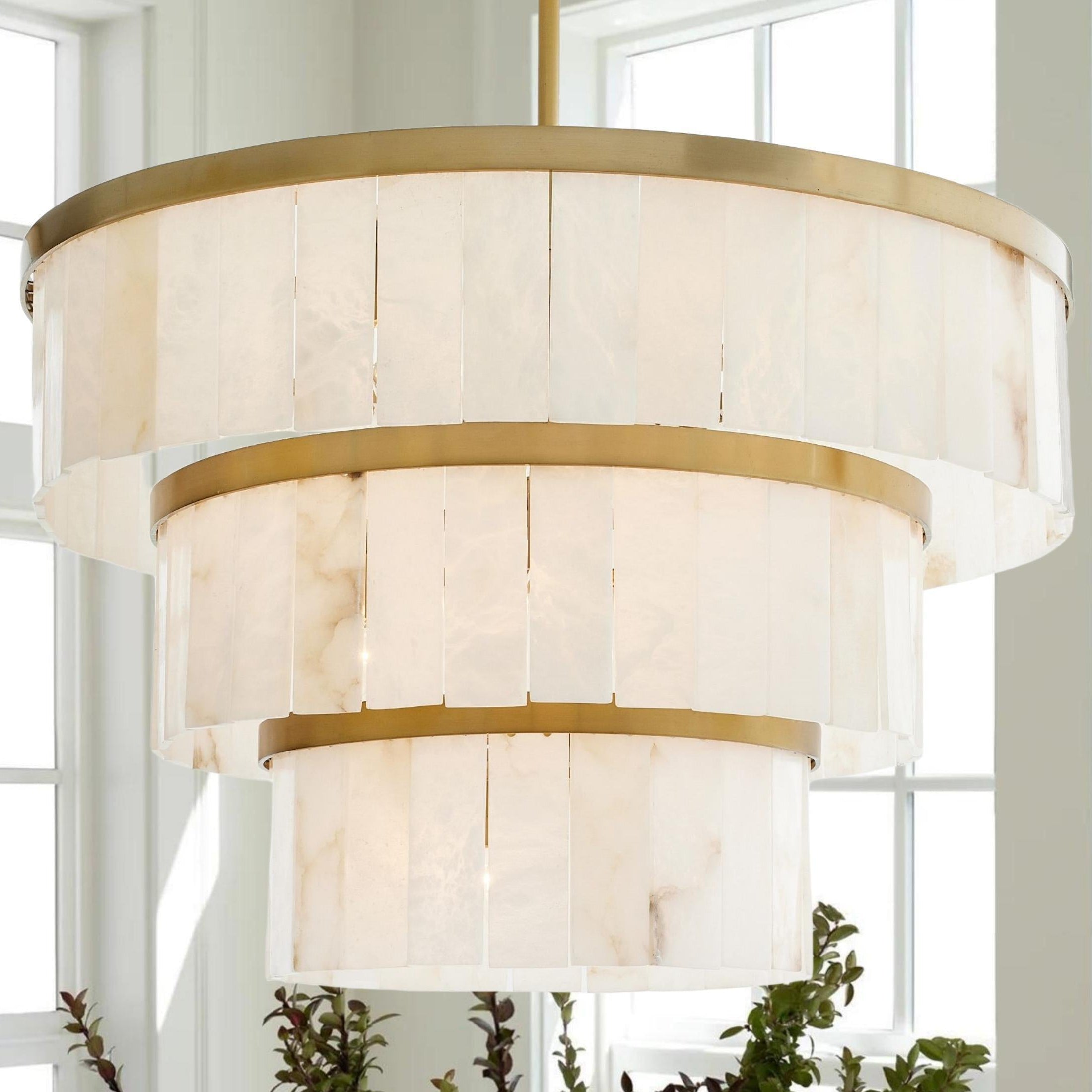Windham Alabaster 3 Tier Chandelier-chandelier-Brass-Blushlighting
