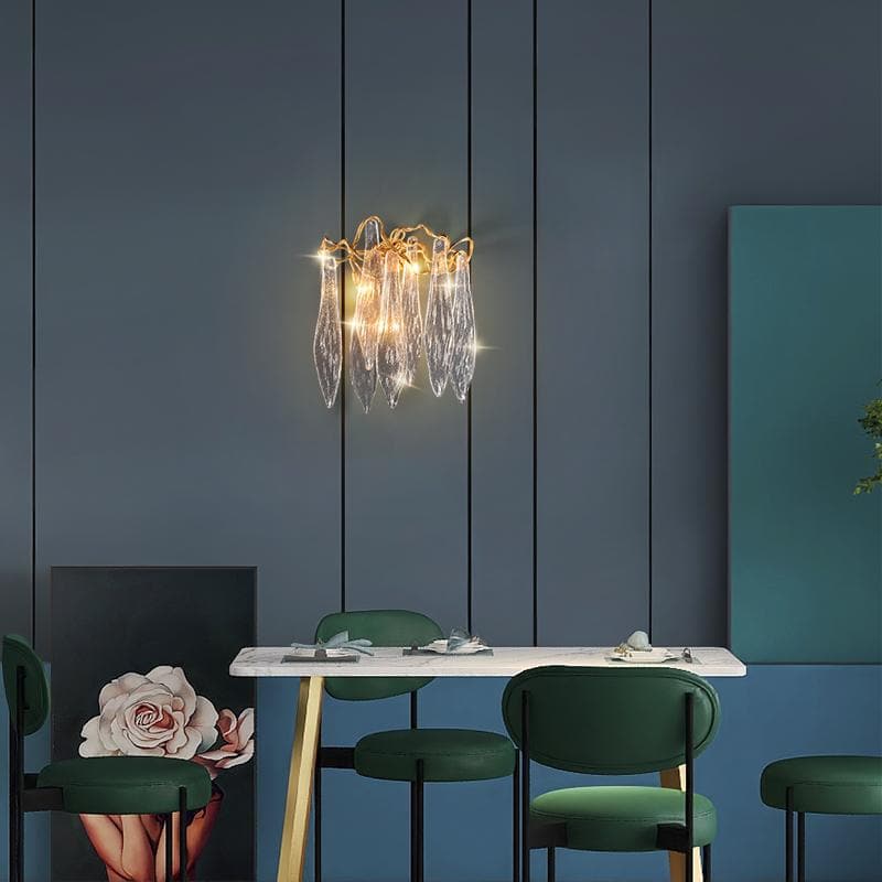 Flake Long Crystal Branch Brass Wall Sconce-Blushlighting