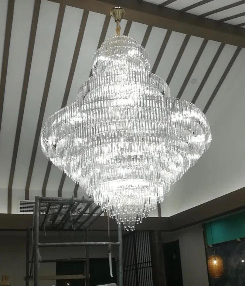 Luxury Multi-tiered Extra Large Crystal Chandelier for Staircase/Foyer/Entryway - Blushlighting