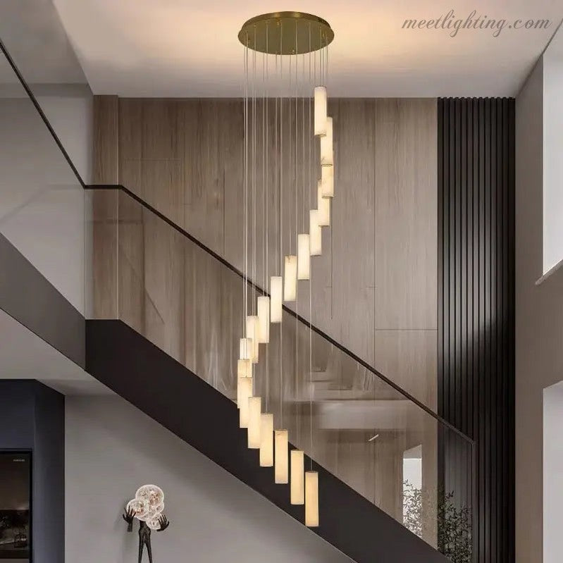 Alabaster Brass Spiral Indoor Modern Chandelier-Blushlighting