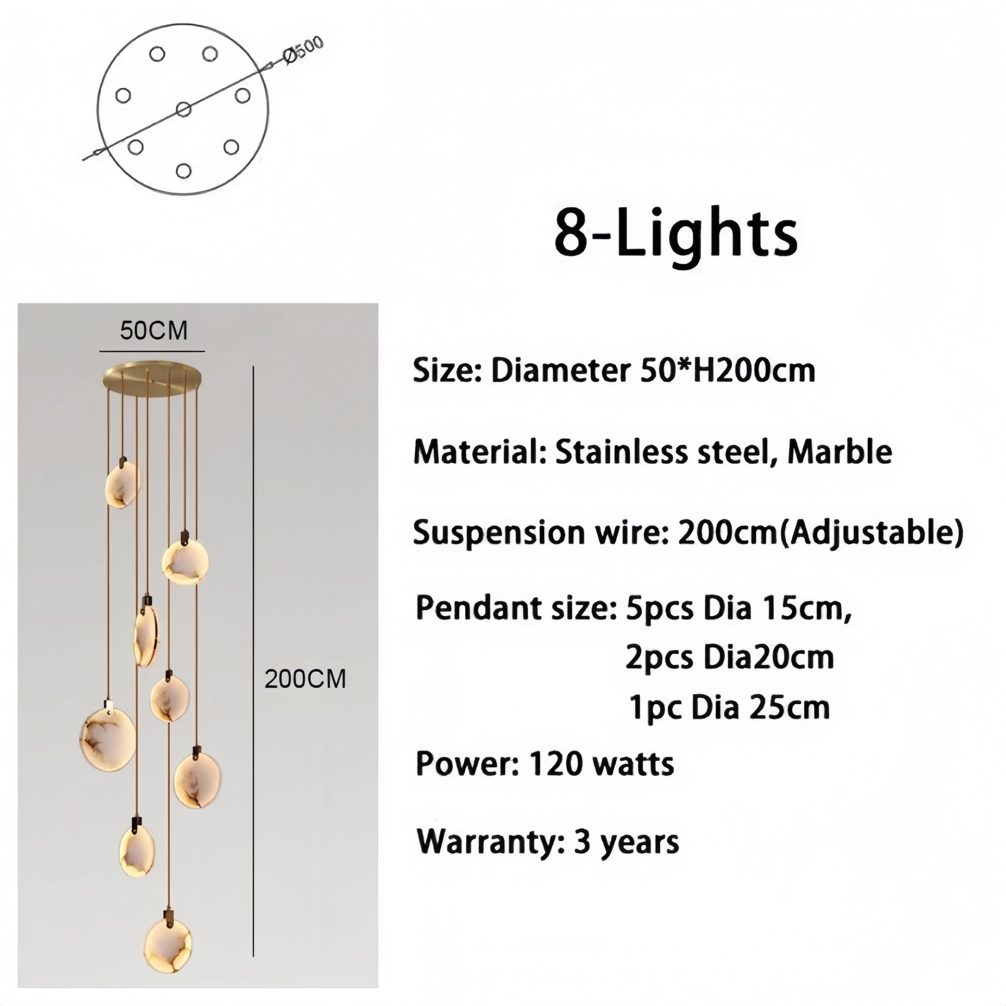 Alabaster Long Staircase Chandelier 5 styles-NORMAL-Blushlighting