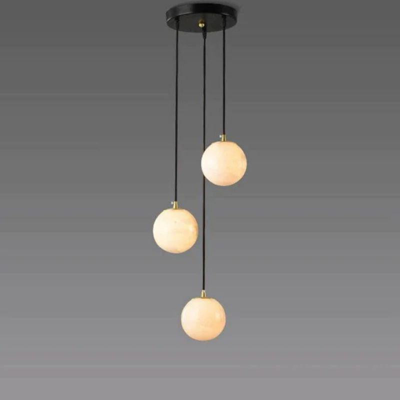 Alabaster Global Pendant Chandelier For Staircase, Spiral Global Pendant-NORMAL-3 Lights-7.9" D-Blushlighting