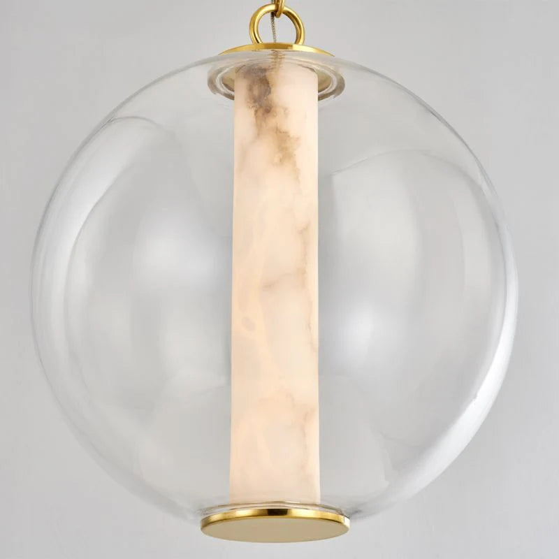 Alabaster Tube Glass Globe Pendant-Blushlighting