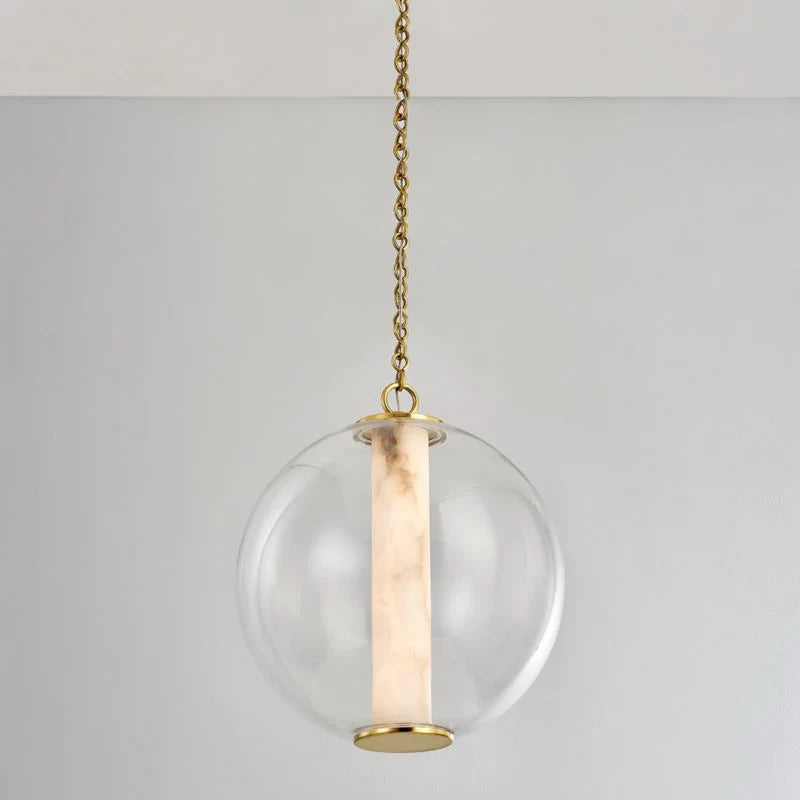 Alabaster Tube Glass Globe Pendant-Blushlighting