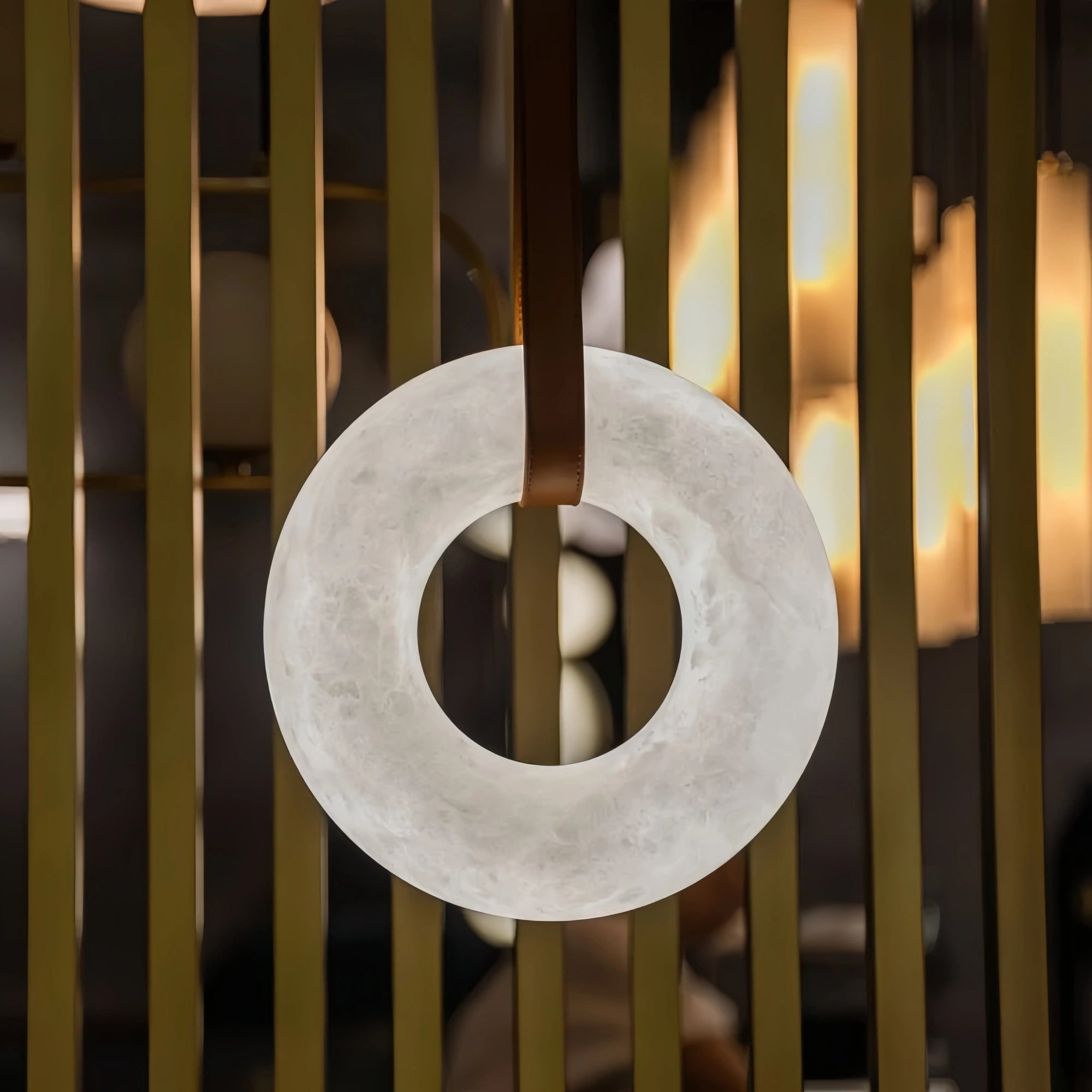 Oslo L1P Pendant Alabaster Chandelier, Halo Ring Chandelier With canopy Over Dining Table-Chandelier-11.8" D Single Ring-Blushlighting