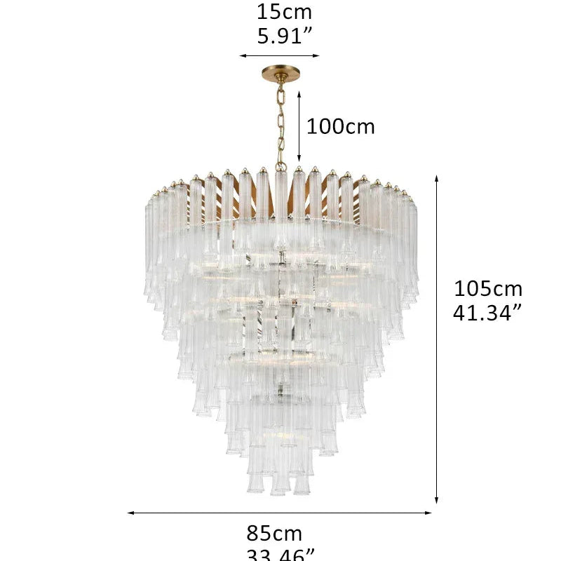 9 Light 20" Wide LED Lorelei Round Tiered Chandelier in Black Chain use for dining room 19-light-D85*H105CM D33.46"*H41.34" Brass American chandelier