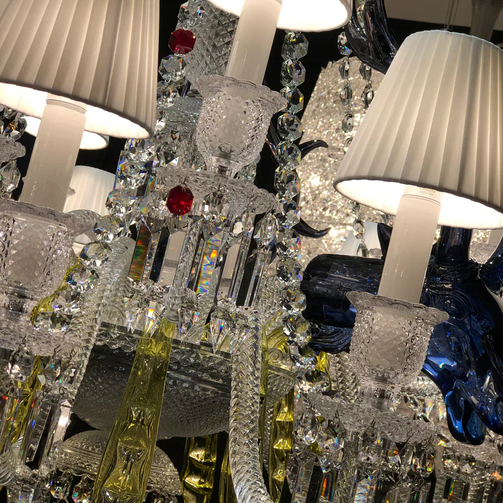 Traditional Colorful Candle Branch Blue Deer Crystal Chandelier for Living Room/Dining Room-Chandeliers-Blushlighting