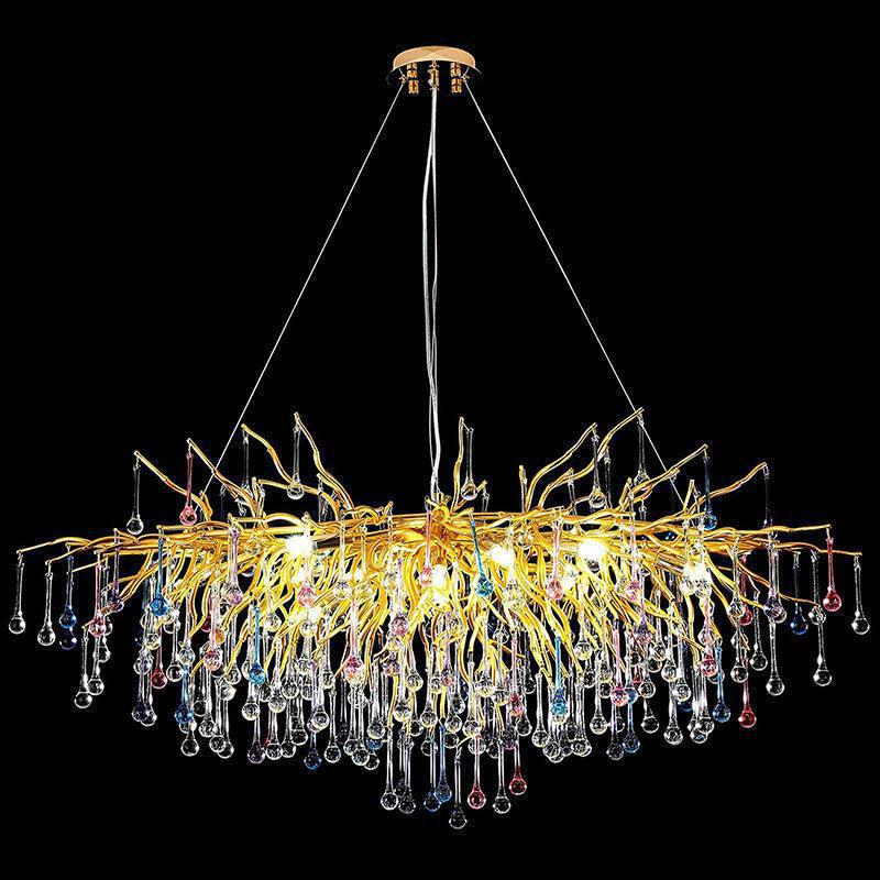 Doris Rain Crystal Branch Chandelier 54"L-Chandelier-Blushlighting