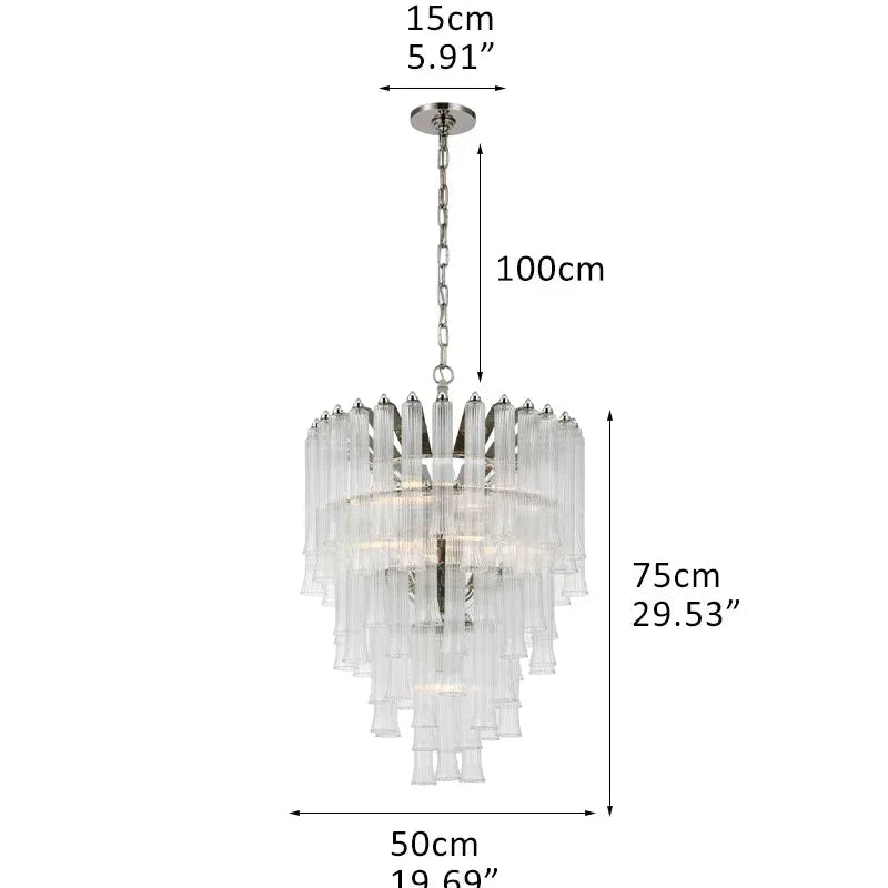 9 Light 20" Wide LED Lorelei Round Tiered Chandelier in Black Chain use for dining room 9-light-D50*H75CM D19.69"*H29.53"-Pendant Silver American chandelier