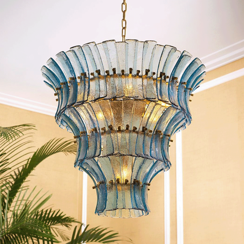 Calyra Tiered Glass Chandelier Murano lighting by Blushlighting