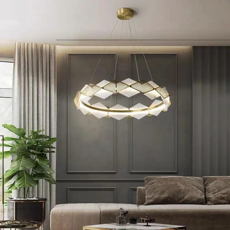 Alabaster Diamond Shaped Modern Chandelier-23.62"D*19.68"H-Blushlighting