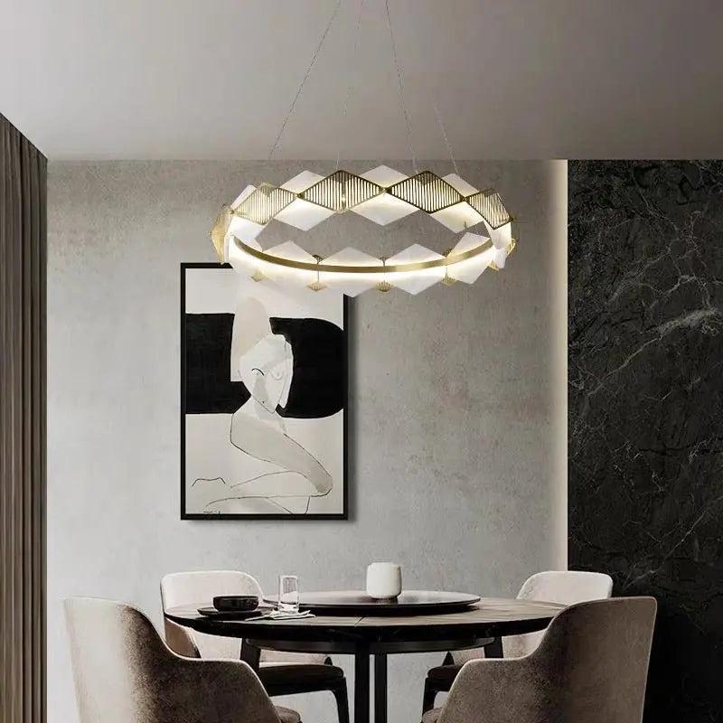 Alabaster Diamond Shaped Modern Chandelier