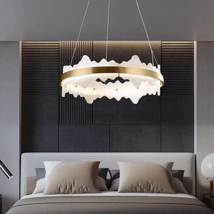Spain Alabaster Brass Indoor Chandelier Lighting-Blushlighting