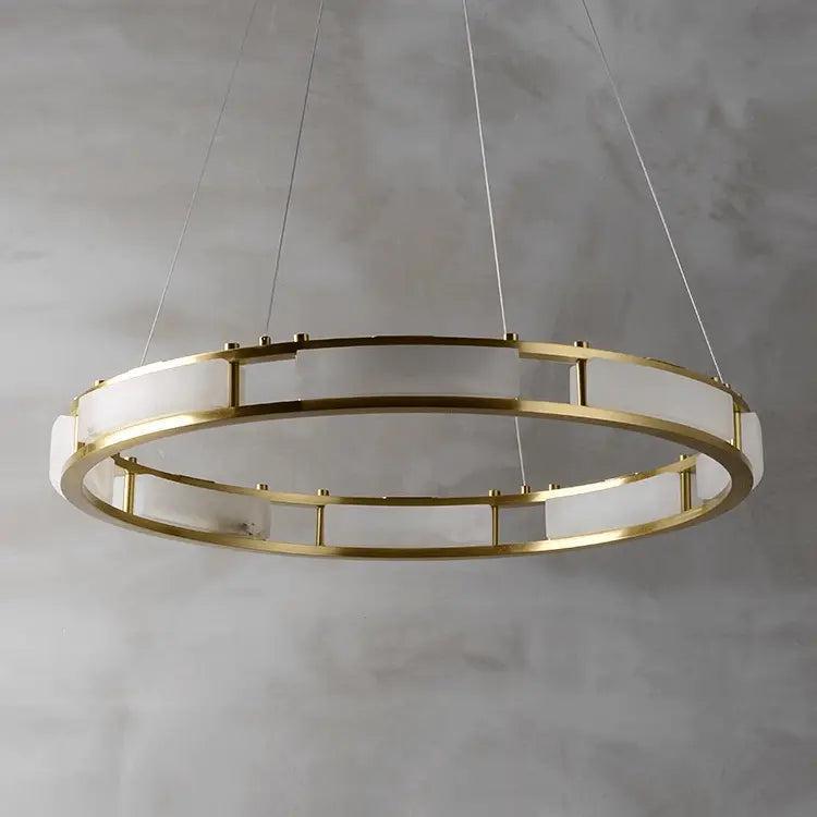 Spain Alabaster Brass Round Chandelier Lighting