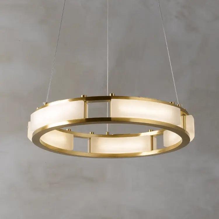 Spain Alabaster Brass Round Chandelier Lighting