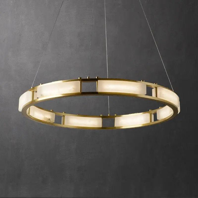 Spain Alabaster Brass Round Chandelier Lighting