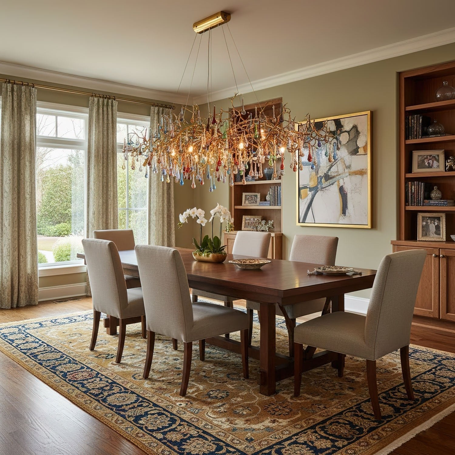 Colorful Raindrop Brass Branch Chandelier - Vakkerlight