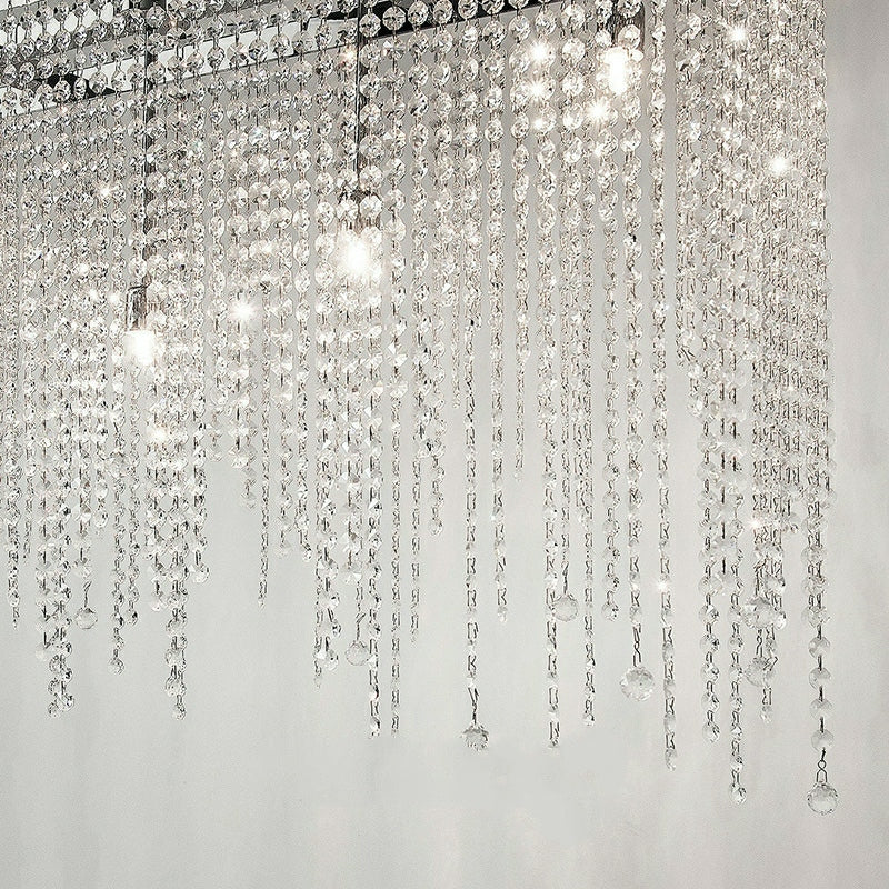 Crystal Tassel Flush Mounted Chandelier Round Ceiling Light Fixture For Living Room Bedroom Dining Room Wedding