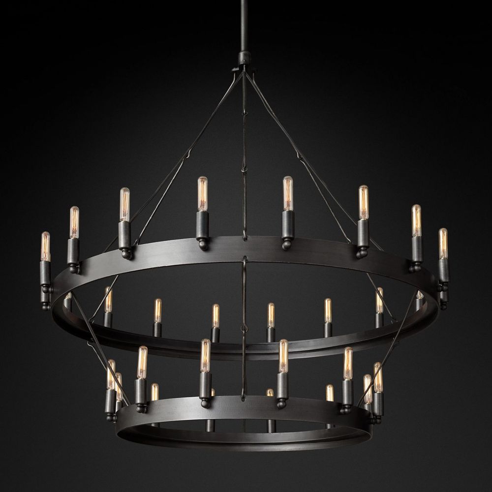 Camina Vintage Filament 2-Tier Round Chandelier 38‘’D